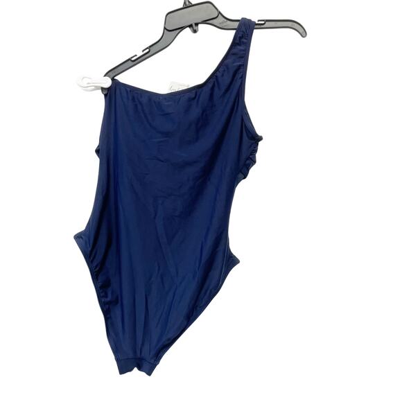 Cupshe Womens Navy Blue One Shoulder Tummy Control Mesh One Piece Swimsuit Large - Picture 3 of 6